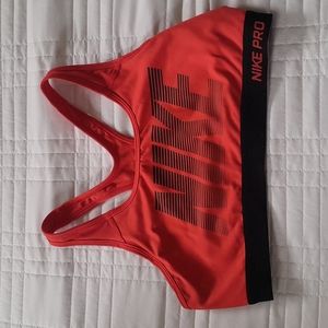 NIKE PRO DRI-FIT RED & BLACK SPORTS BRA SIZE L